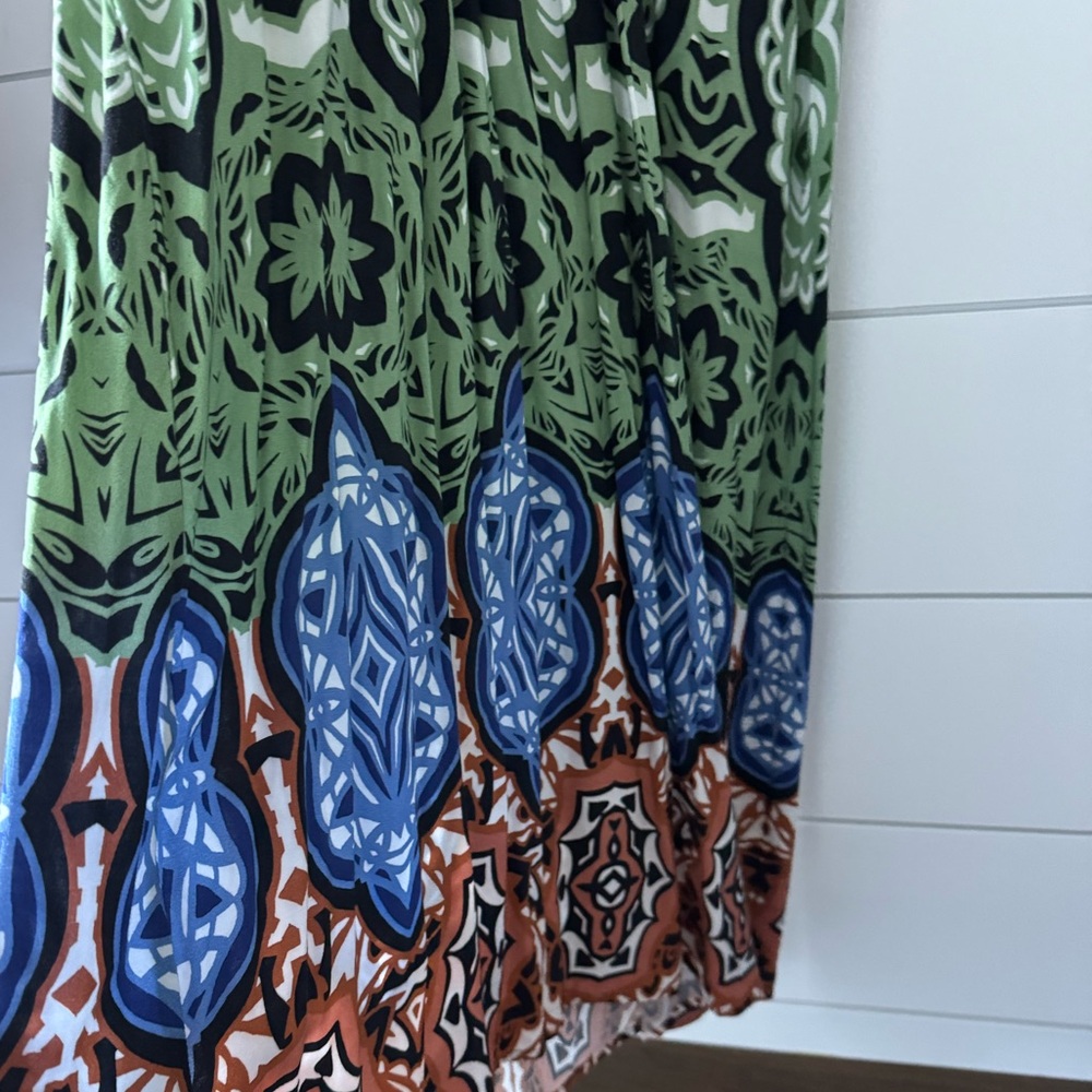 Anthropologie Green and Orange Patterned Maxi Dress - Picture 6 of 6